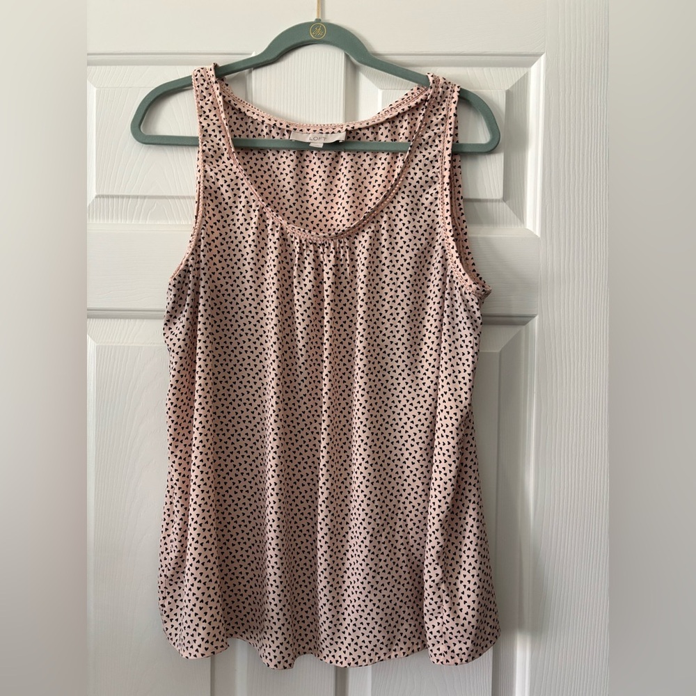 LOFT Pink Tank Camisole with Hearts pattern
